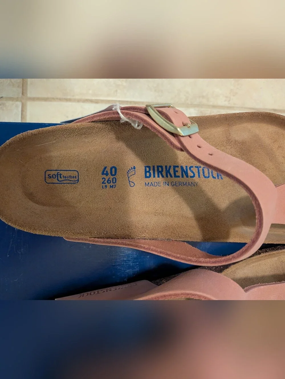 Birkenstock Gizeh Sandals in Blush Pink with Gold Hardware (Women's)